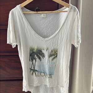 O'Neill White V-Neck Palm 'Aloha' Graphic Tee